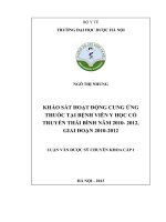 Khảo sát hoạt động cung ứng thuốc tại bệnh viện y học cổ truyền thái bình giai đoạn 2010 2012