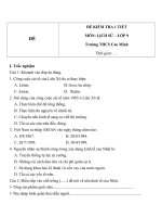 Đề kiểm tra 1 tiết môn Lịch sử lớp 9 trường THCS Cao Minh