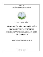 Nghiên cứu bào chế tiểu phân nano artesunat sử dụng poly (lactic co glycolic) acid và chitosan
