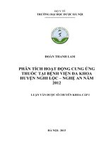 Phân tích hoạt động cung ứng thuốc tại bệnh viện đa khoa huyện nghi lộc   nghệ an 2012