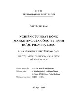 Nghiên cứu hoạt động marketing của công ty TNHH dược phẩm hạ long