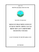Khảo sát hoạt động sử dụng thuốc chống lao tại bệnh viện lao và bệnh phổi hải dương năm 2012