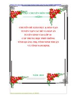 CHUYÊN ĐỀ GIÁO DỤC  ĐÀO TẠO  TUYỂN TẬP CÁC ĐỀ VÀ ĐÁP ÁN  TUYỂN SINH VÀO LỚP 10   CẤP TRUNG HỌC PHỔ THÔNG TỈNH QUẢNG TRỊ, TỈNH NINH THUẬN VÀ TỈNH NAM ĐỊNH.