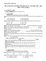 ĐỀ CƯƠNG ÔN TẬP KIỂM TRA HỌC KỲ II  NĂM HỌC 2014 – 2015 MÔN: CÔNG NGHỆ 9