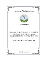 Khảo sát tình hình quản lý cung ứng thuốc tại bệnh viện đa khoa huyện quế phong giai đoạn 2009   2010
