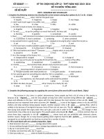 Đề thi học sinh giỏi Tiếng Anh lớp 12 số 14