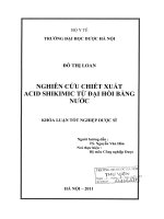 Nghiên cứu chiết xuất acid shikimic từ đại hồi bằng nước