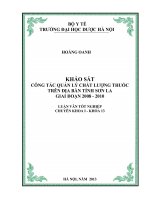 Khảo sát công tác quản lý chất lượng thuốc trên địa bàn tỉnh sơn la giai đoạn 2008   2010