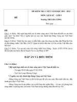 Đề kiểm tra 1 tiết môn Lịch sử lớp 9 trường THCS Ba Lòng năm học 2011  2012 (Đề lẻ)