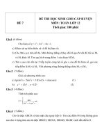 Đề thi HSG môn Toán lớp 12 Cấp huyện - Đề 7