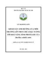 Khảo sát ảnh hưởng của môi trường lên men chứa đậu tương tới khả năng sinh protease của bacillus subtilis natto