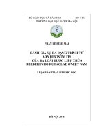 Đánh giá sự đa dạng trình tự AND ribosom ITS của ba loài dược liệu chứa berberin họ rutaceae ở việt nam