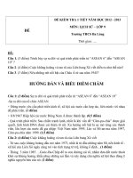 Đề kiểm tra 1 tiết môn Lịch sử lớp 9 trường THCS Ba Lòng năm học 2012  2013 (Đề chẵn)