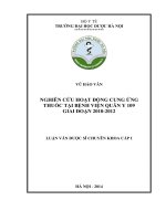 Nghiên cứu hoạt động cung ứng thuốc tại bệnh viện quân y 109 giai đoạn 2010 2012