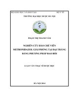 Nghiên cứu bào chế viên metronidazol giải phóng tại đại tràng bằng phương pháp bao bồi