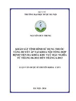 Khảo sát tình hình sử dụng thuốc tăng huyết áo tại khoa nội tổng hợp bệnh viện đa khoa khu vực hậu nghĩa từ tháng 06 2012 đến tháng 06 2013