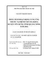 Phân tích hoạt động cung ứng thuốc tại bệnh viện đa khoa huyện yên hưng tỉnh quảng ninh năm 2012
