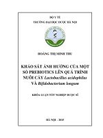Khảo sát ảnh hưởng của một số prebiotics lên quá trình nuôi cấy lactobacillus acidophilus và bifidobaterium longum