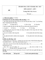 Đề kiểm tra 1 tiết môn Lịch sử lớp 9 trường THCS Chu Văn An năm học 2012  2013 lần 1