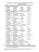 Đề luyện thi hoc sinh giỏi môn Tiếng Anh lớp 6 số 38