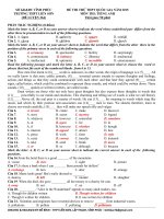 Đề thi thử THPT quốc gia môn Tiếng Anh số 264