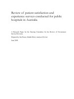 Luận văn TS Y học:Review of patient satisfaction and experience surveys conducted for public hospitals in Australia
