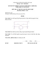Đề thi tốt nghiệp cao đẳng nghề phần lý thuyết ngành điện tử dân dụng đề số  (25)