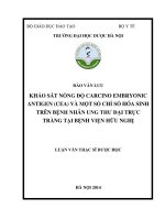 Khảo sát nồng độ carcino embryonic antigen (CEA) và một số chỉ số hóa sinh trên bệnh nhân ung thư đại trực tràng tại bệnh viện hữu nghị