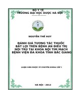 Đánh giá tương tác thuốc bất lợi trên bệnh án điều trị nội trú tại khoa nội tim mạch bệnh viện đa khoa tỉnh bắc giang