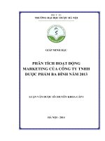 Phân tích hoạt động marketing của công ty TNHH dược phẩm ba đình năm 2013
