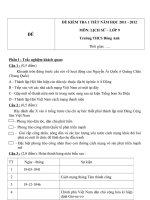 Đề kiểm tra 1 tiết môn Lịch sử lớp 9 trường THCS Đông Anh năm học 2011  2012