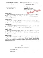 Đề thi chọn HSG TP hà nội môn Sử 2012