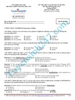 Đề thi thử THPT Quốc Gia môn Tiếng Anh Sơn Tây lần 3 năm 2015