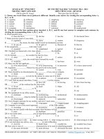 Đề khảo sát chất lượng môn Tiếng Anh ôn thi đại học số 50