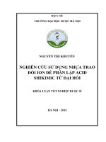 Nghiên cứu sử dụng nhựa trao đổi ion để phân lập acid shikimic từ đại hồi