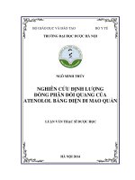 Nghiên cứu định lượng đồng phân đối quang của atenolol bằng điện di mao quản