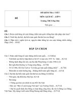 Đề kiểm tra 1 tiết môn Lịch sử lớp 9 trường THCS Đạo Đức