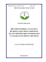 Biến đổi fourier và wavelet để định lượng đồng thời bằng quang phổ hỗn hợp cefoprepazon và sulbactam trong chế phẩm