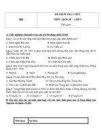 Đề kiểm tra 1 tiết lớp 9 môn Lịch sử lần 9