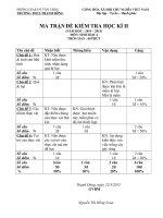 Đề kiểm tra học Sinh học 6 kì II năm học 2014 -2015 (Ma03) phòng gd tân châu
