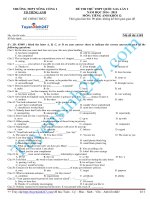 Đề thi thử THPT Quốc Gia môn Tiếng Anh Nông Cống 1 năm 2015