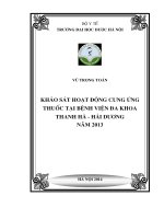 Khảo sát hoạt động cung ứng thuốc tại bệnh viện đa khoa thanh hà hải dương năm 2013