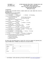 Đề thi học sinh giỏi Tiếng Anh lớp 10 số 22