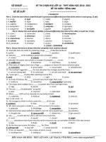Đề thi học sinh giỏi Tiếng Anh lớp 10 số 6