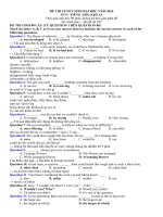 ĐỀ THI TUYỂN SINH ĐẠI HỌC NĂM 2014 môn tiếng Anh khối A1 (With key)