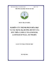 Nghiên cứu thành phần hóa học và tác dụng hạ đường huyết của dây thìa canh lá to (gymnema latifolium wall  ex wight)