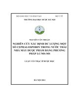 Nghiên cứu xác định dư lượng một số cephalosporin trong nước thải nhà máy dược phẩm bằng phương pháp LC và MS MS