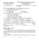 Đề khảo sát chất lượng đầu năm môn ngữ văn (có đáp án)