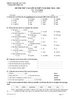 Đề ôn thi vào 10 môn Tiếng Anh số 1