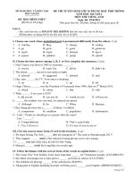 Đề ôn thi vào 10 môn Tiếng Anh số 91